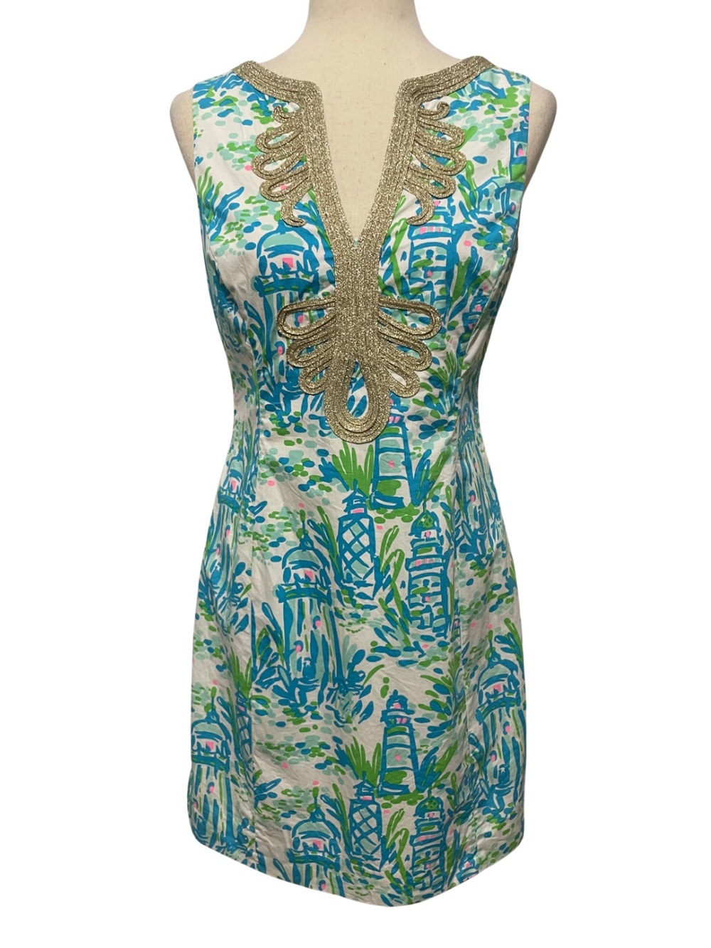 Women’s Lilly Pulitzer Janice Shift Dress High Beams Lighthouse Print Size 6